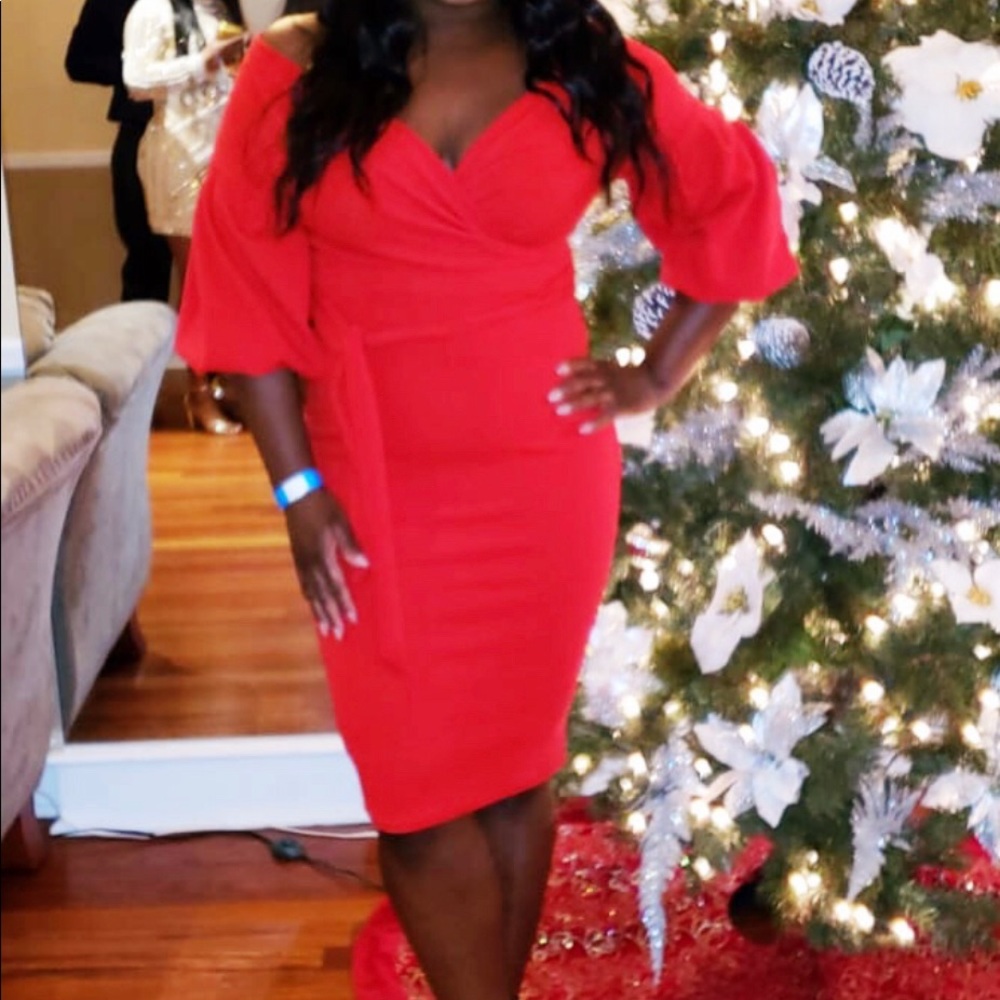 Red midi dress